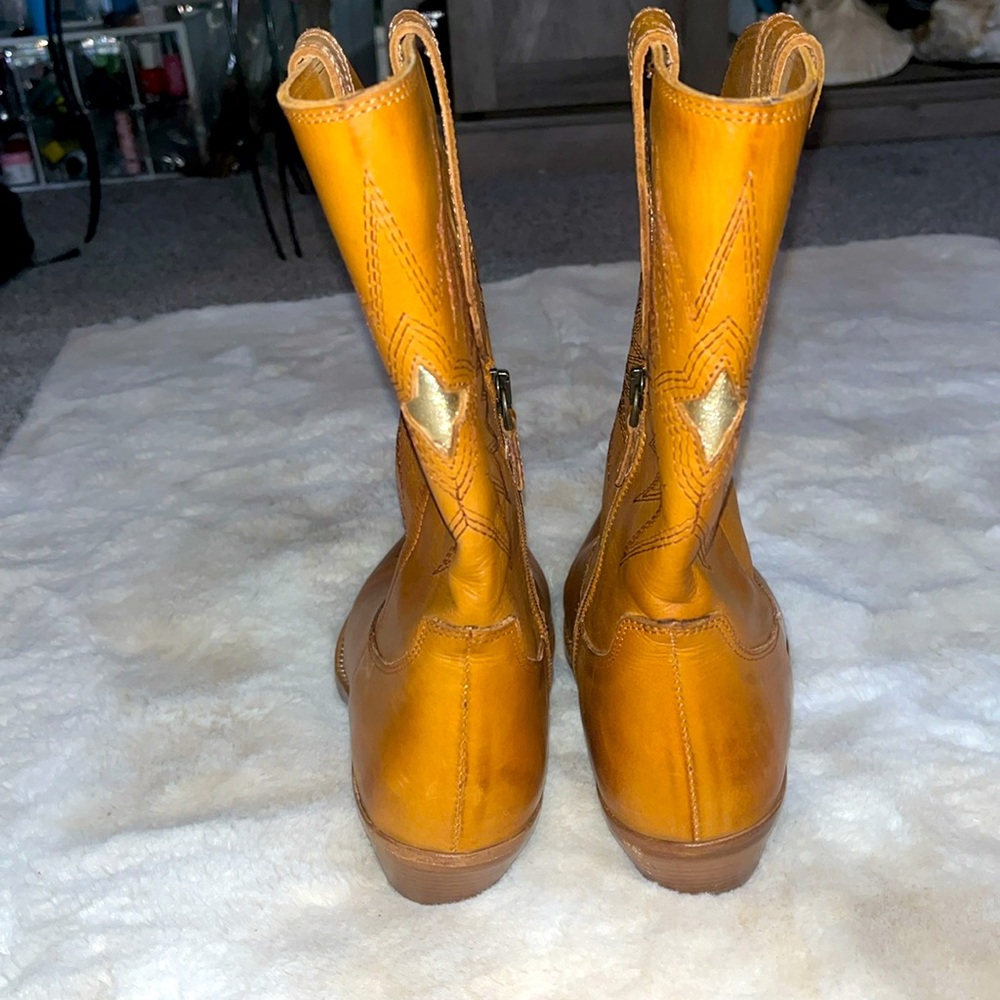 JD Julie Dee | Western Ankle  Boots | Brown leather gold metallic  | women 39 - Picture 9 of 15